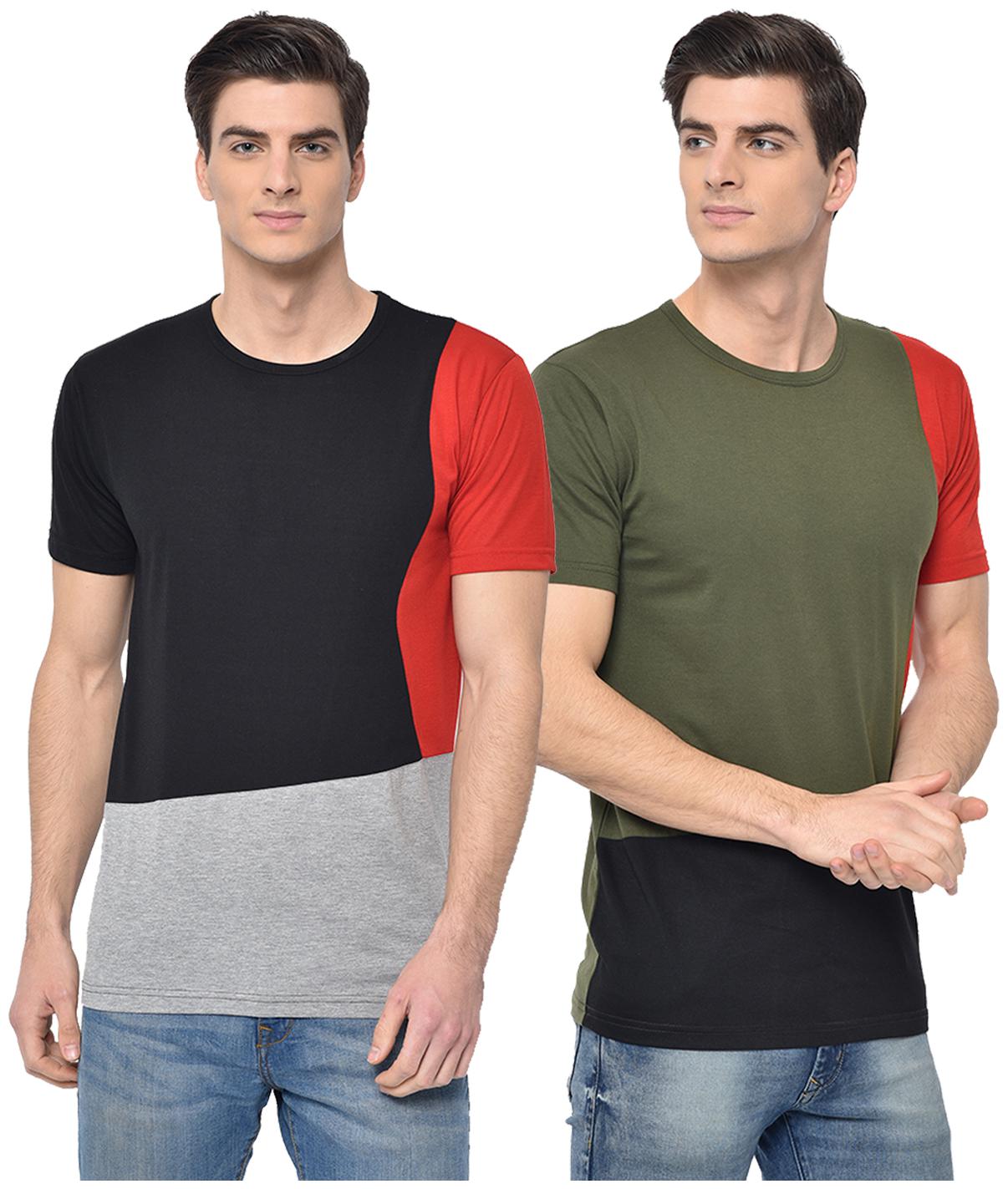 

VIMAL JONNEY Men Multi Regular fit Cotton Blend Round neck T-Shirt - Pack Of 2