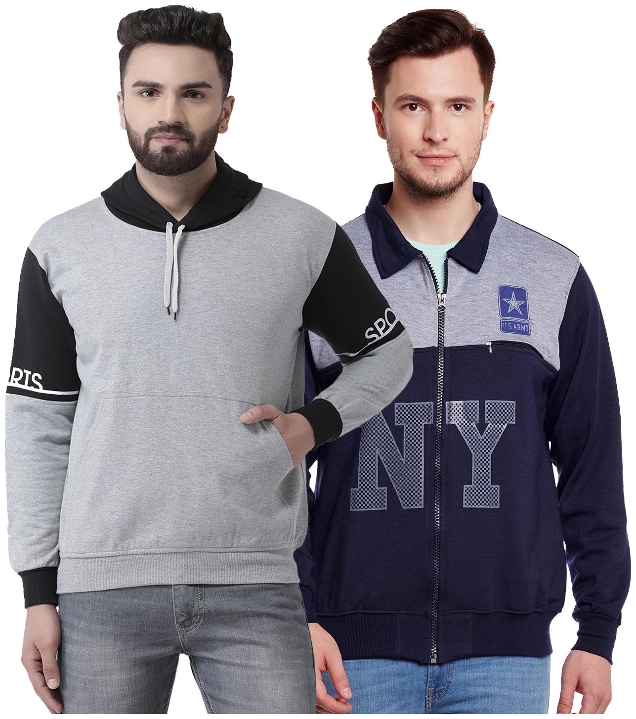 

VIMAL JONNEY Multicolor Cotton Sweatshirts For Men(Pack Of 2)