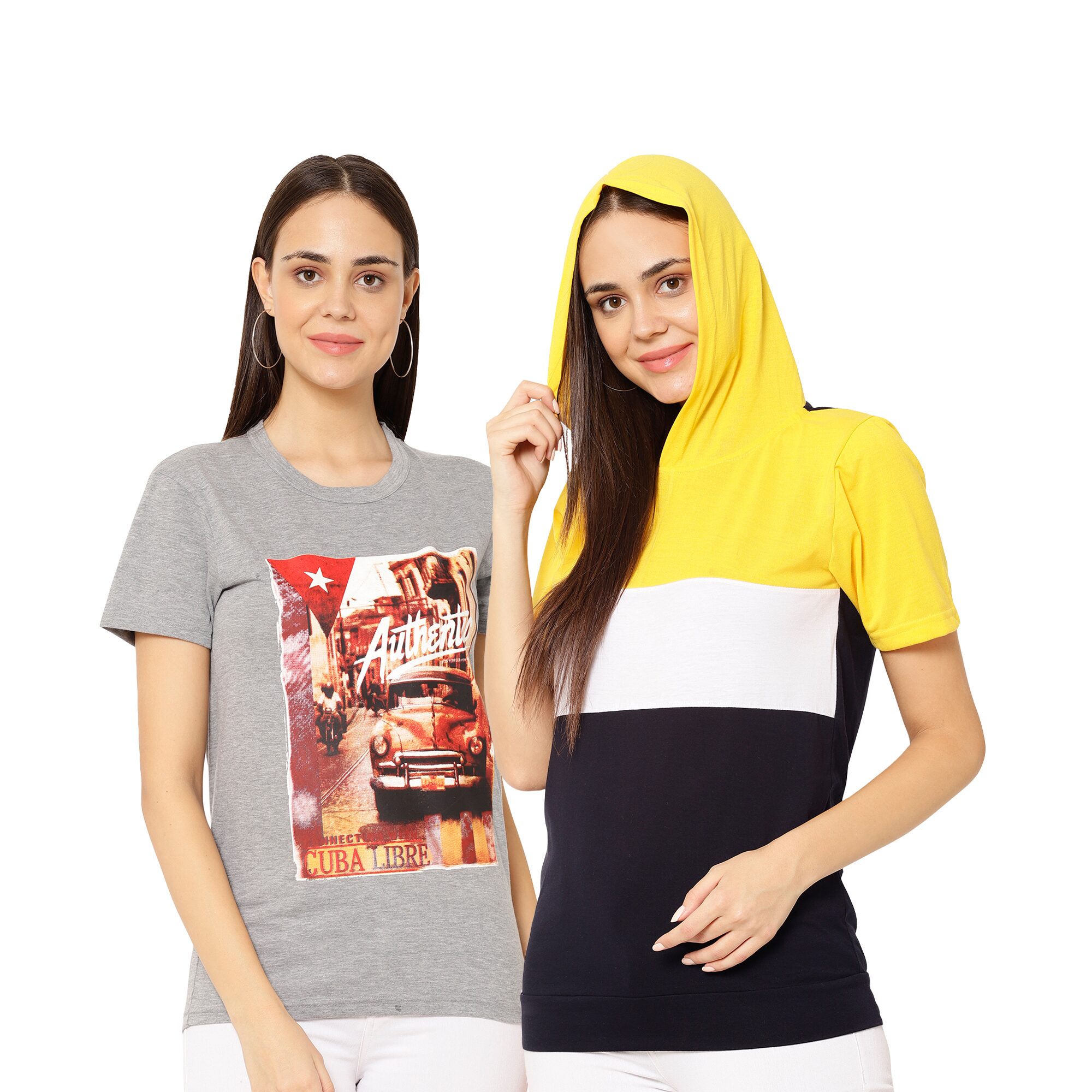 

VIMAL JONNEY Women Multi Regular fit Round neck Cotton T shirt