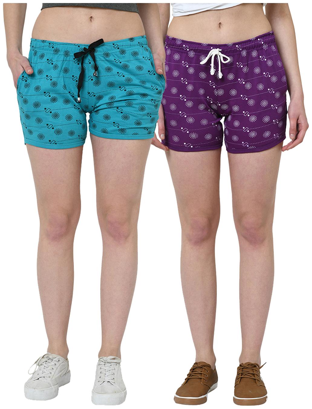 

VIMAL JONNEY Women Printed Regular shorts - Blue Purple