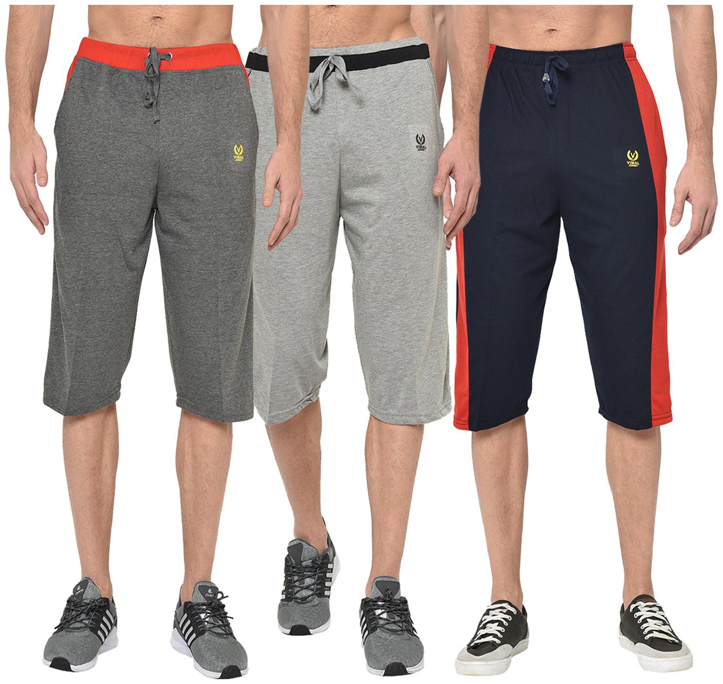 

VIMAL JONNEY Men Grey Blue Regular Fit Regular Shorts