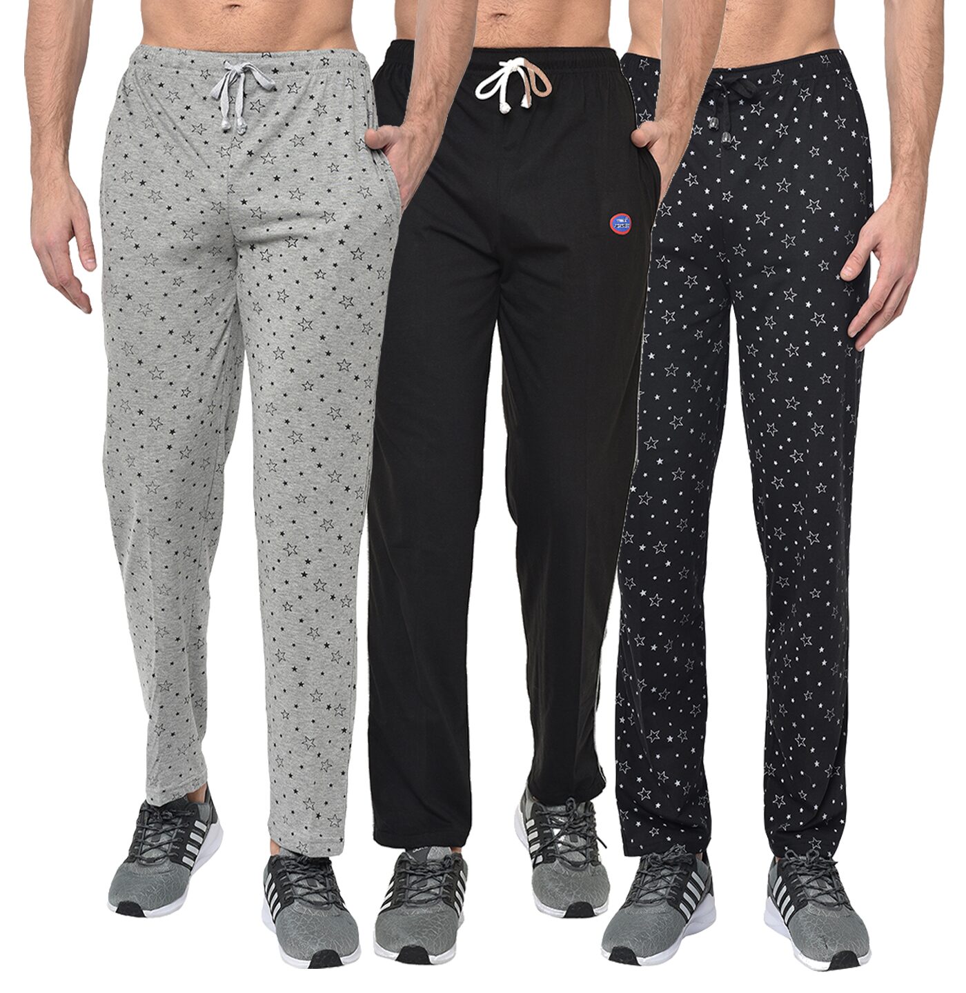 

VIMAL JONNEY Men Black Grey Solid Regular fit Track pants