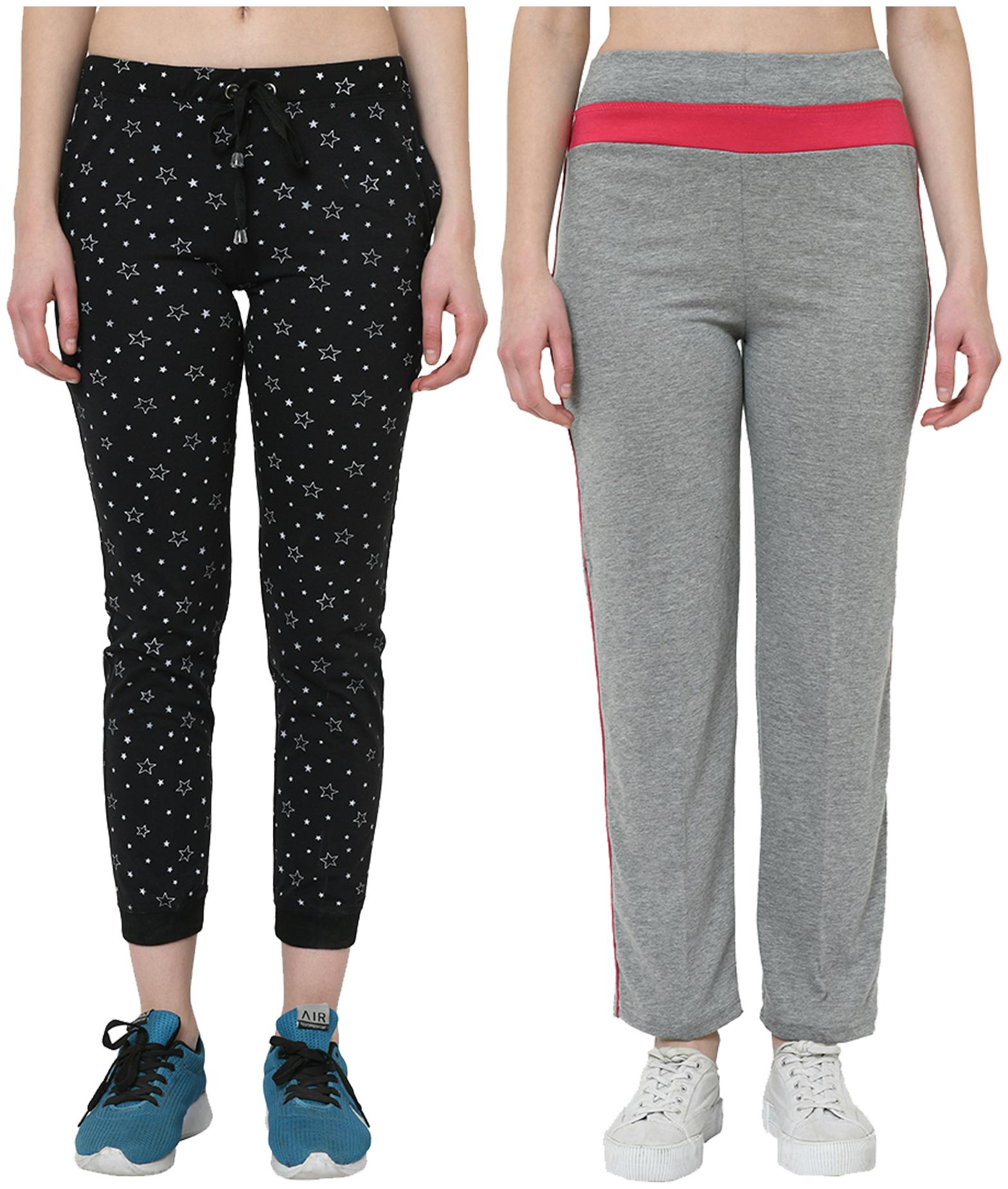 

VIMAL JONNEY Women Cotton Blend Printed Black Grey Joggers