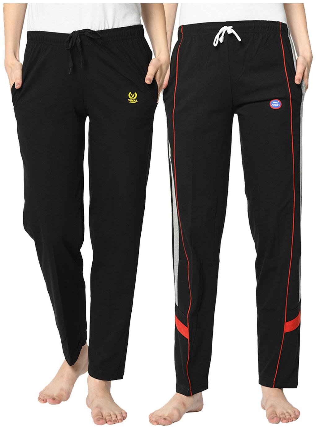

VIMAL JONNEY Cotton Blend Solid Black Color Track Pants For Women (Pack Of 2)