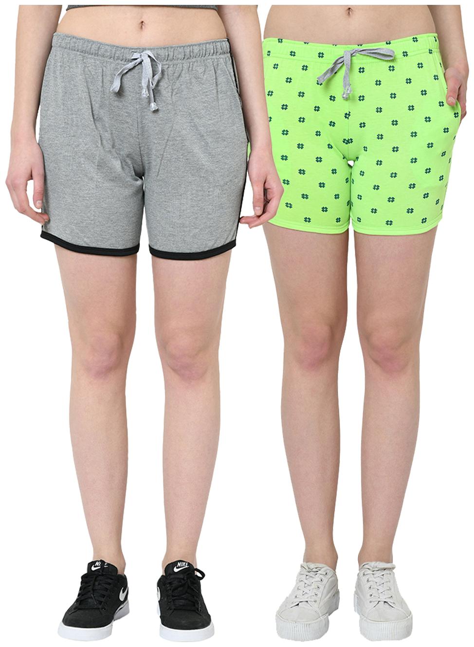 

VIMAL JONNEY Women Printed Regular shorts - Grey Green