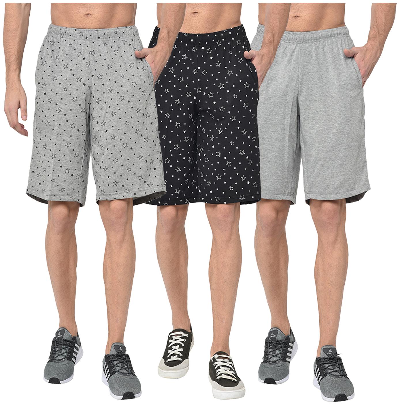 

VIMAL JONNEY Men Grey Black Regular Fit Regular Shorts