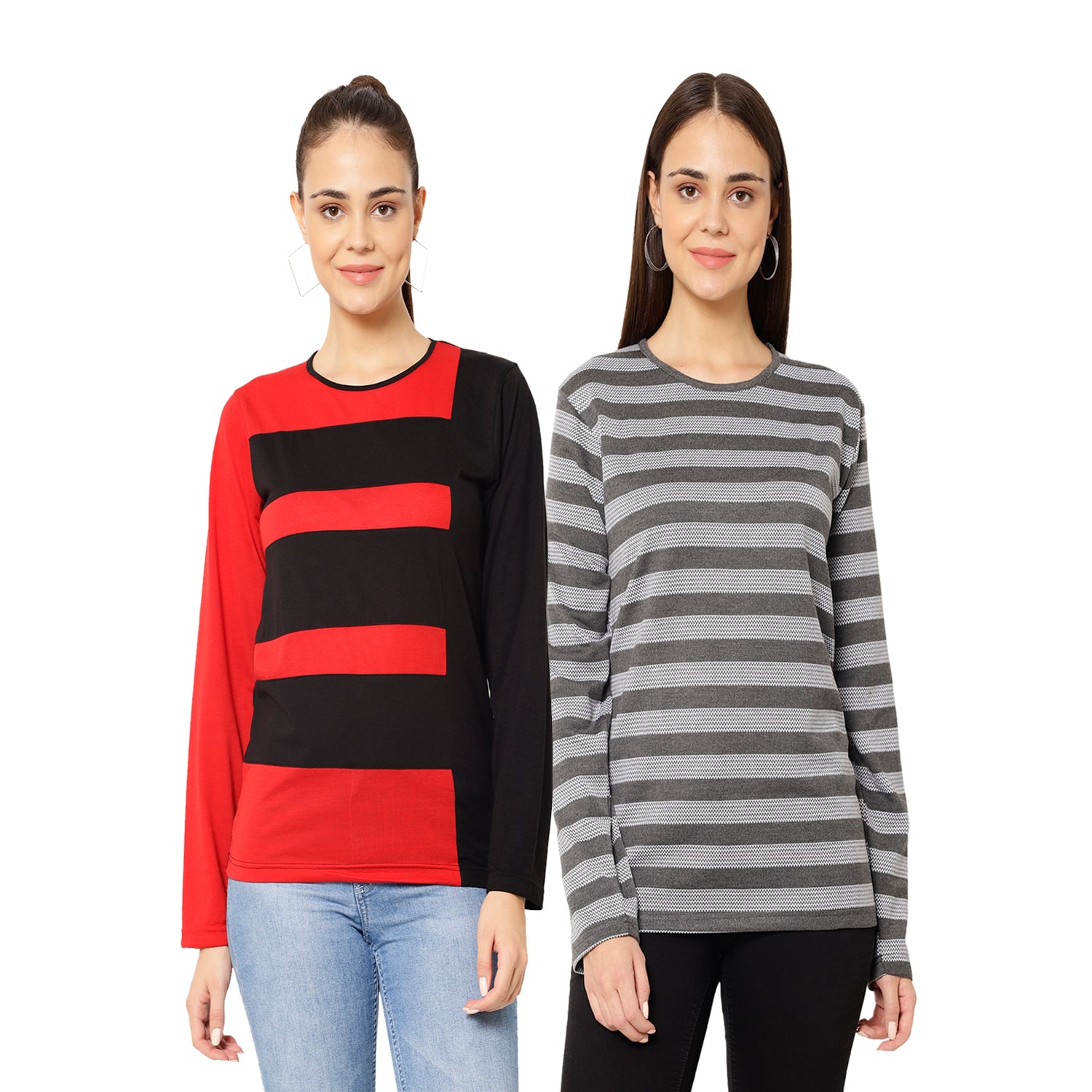 

VIMAL JONNEY Women Multi Regular fit Round neck Cotton T shirt