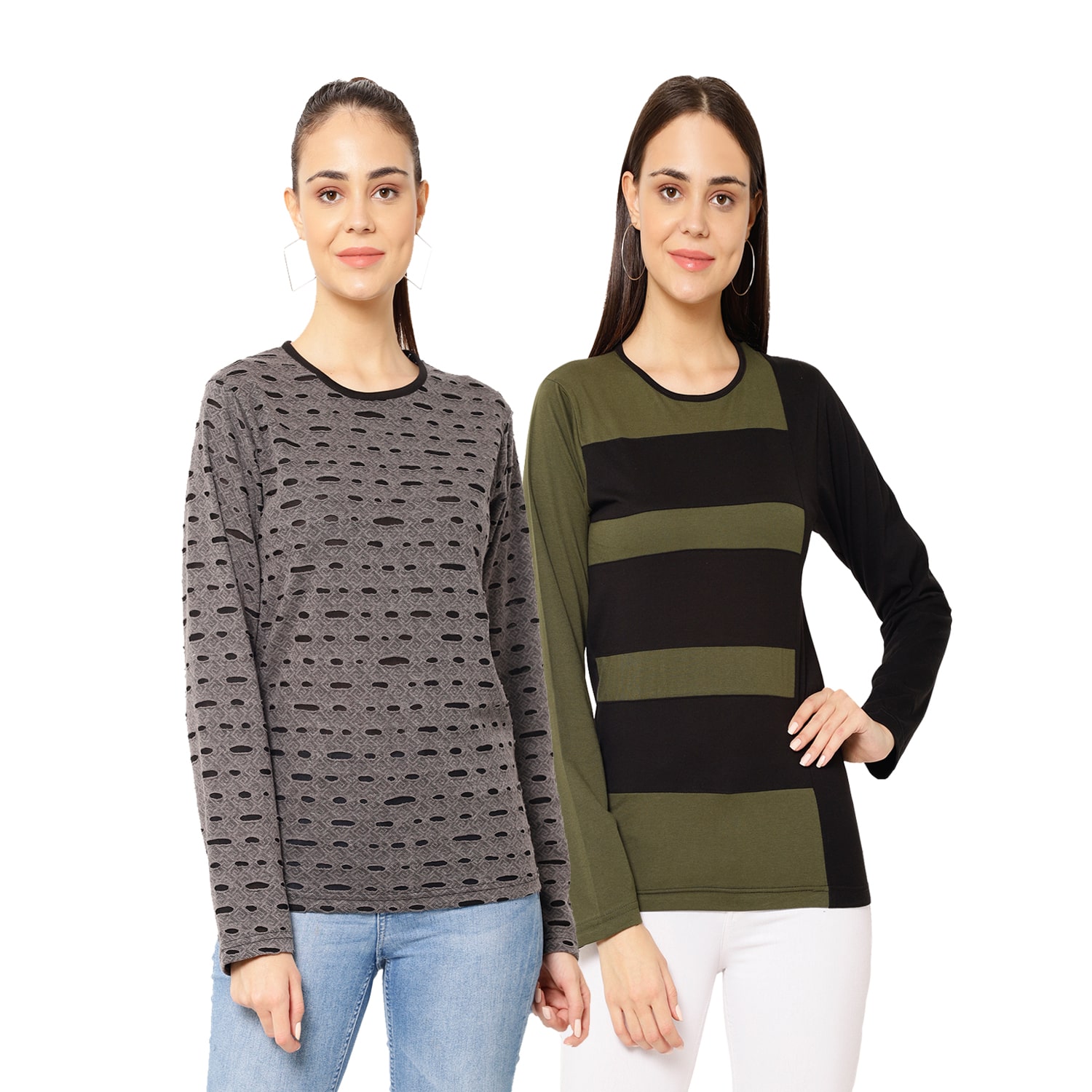 

VIMAL JONNEY Women Multi Regular fit Round neck Cotton T shirt
