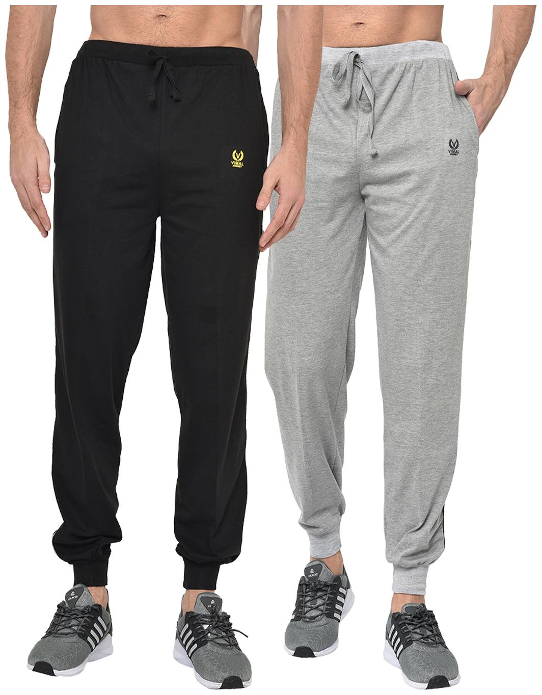 

VIMAL JONNEY Men Black Grey Solid Regular fit Joggers