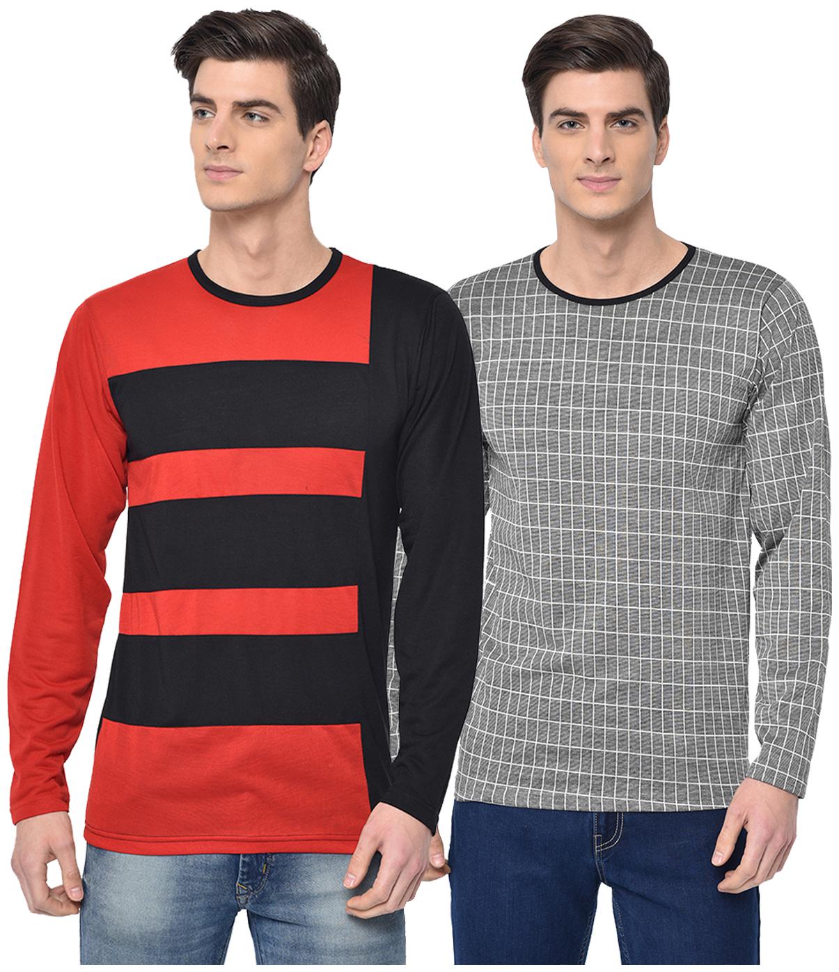 

VIMAL JONNEY Men Multi Regular fit Cotton Blend Round neck T-Shirt - Pack Of 2