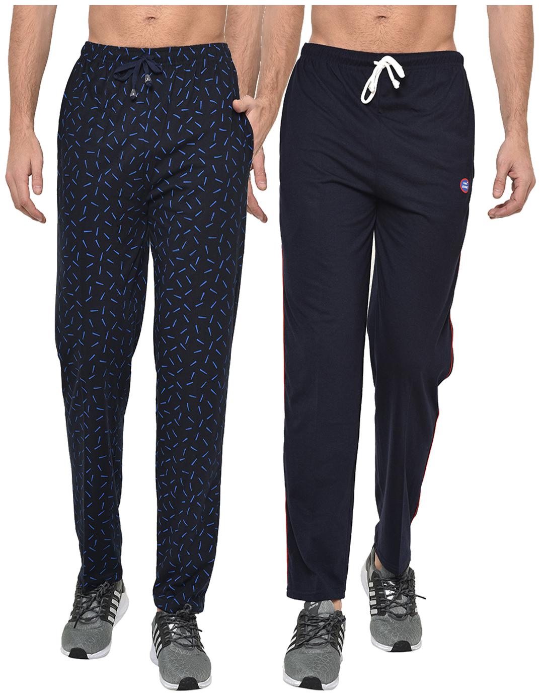

VIMAL JONNEY Cotton Blend Printed Navy Blue Track Pants For Men