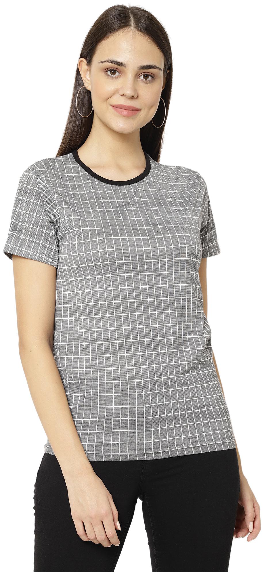 

VIMAL JONNEY Women Black Regular fit Round neck Blended T shirt
