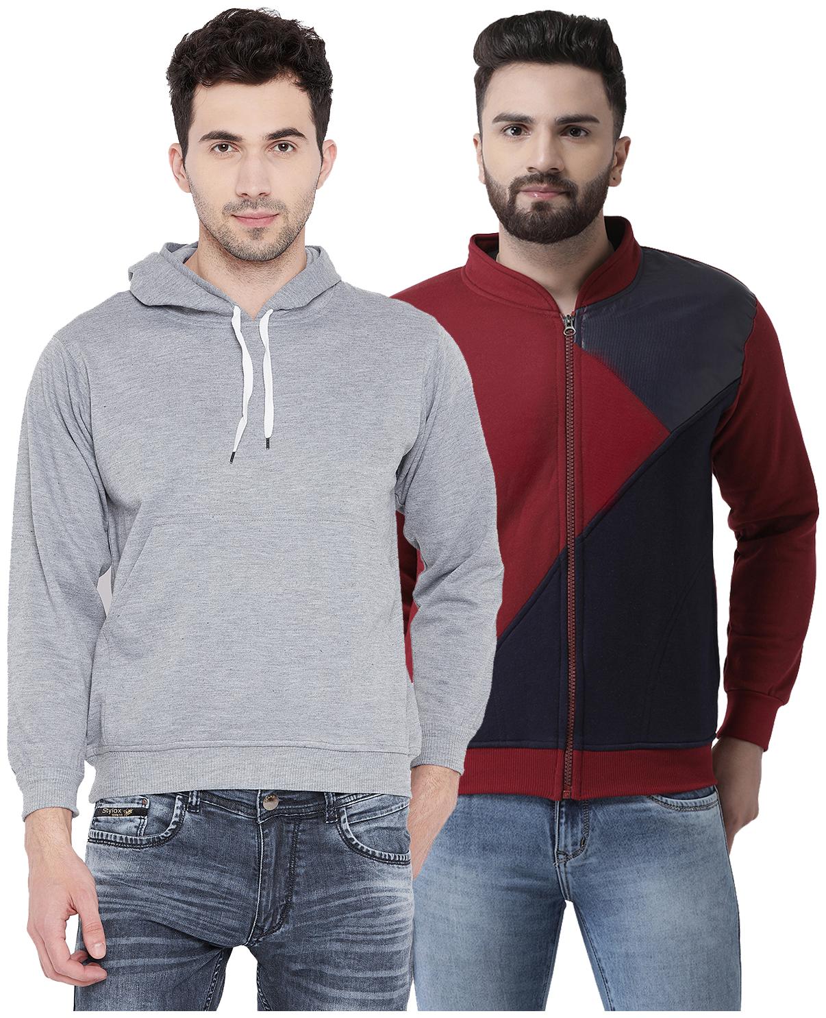 

VIMAL JONNEY Multicolor Cotton Sweatshirts For Men(Pack Of 2)
