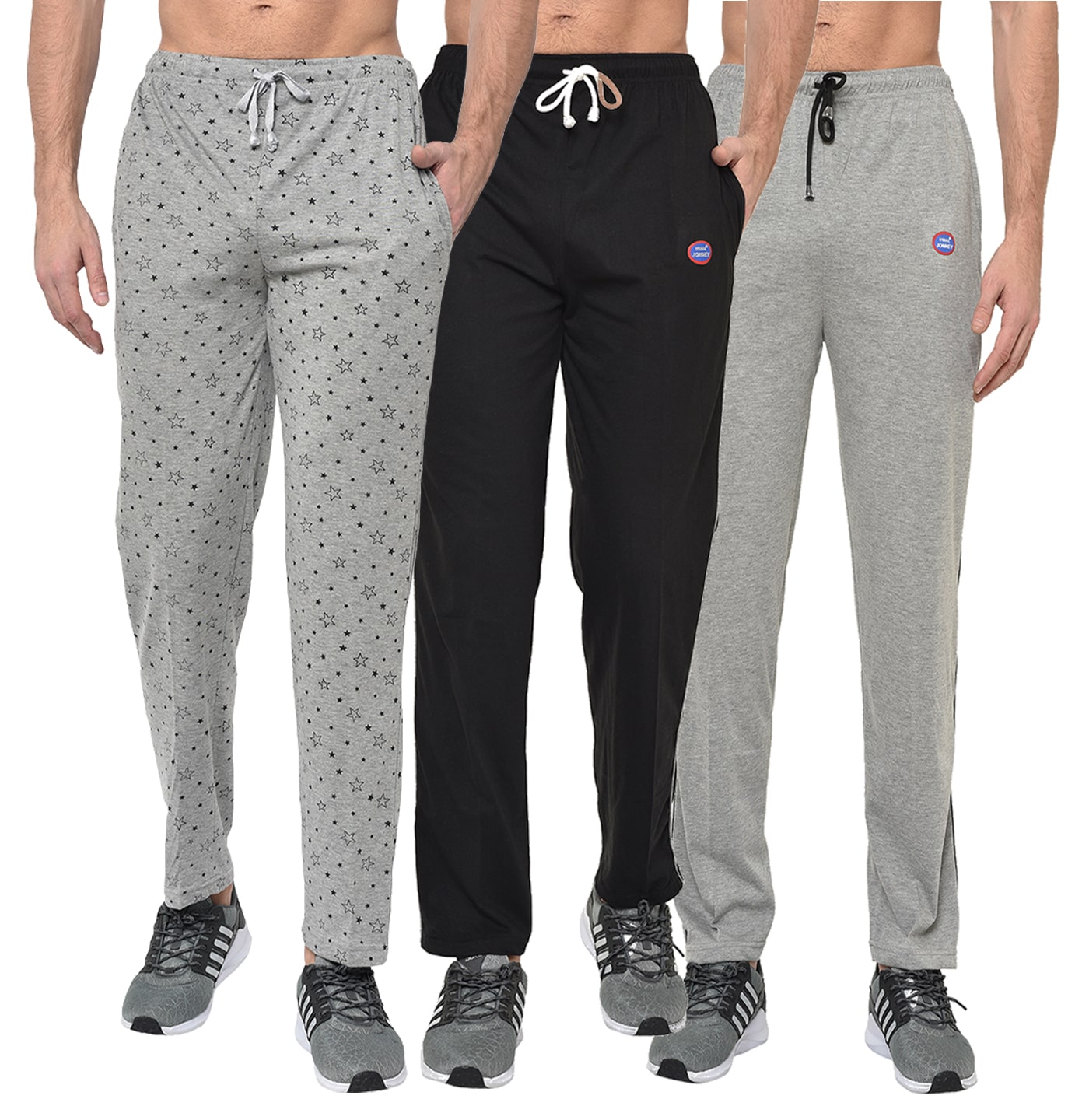 

VIMAL JONNEY Men Grey Black Solid Regular fit Track pants