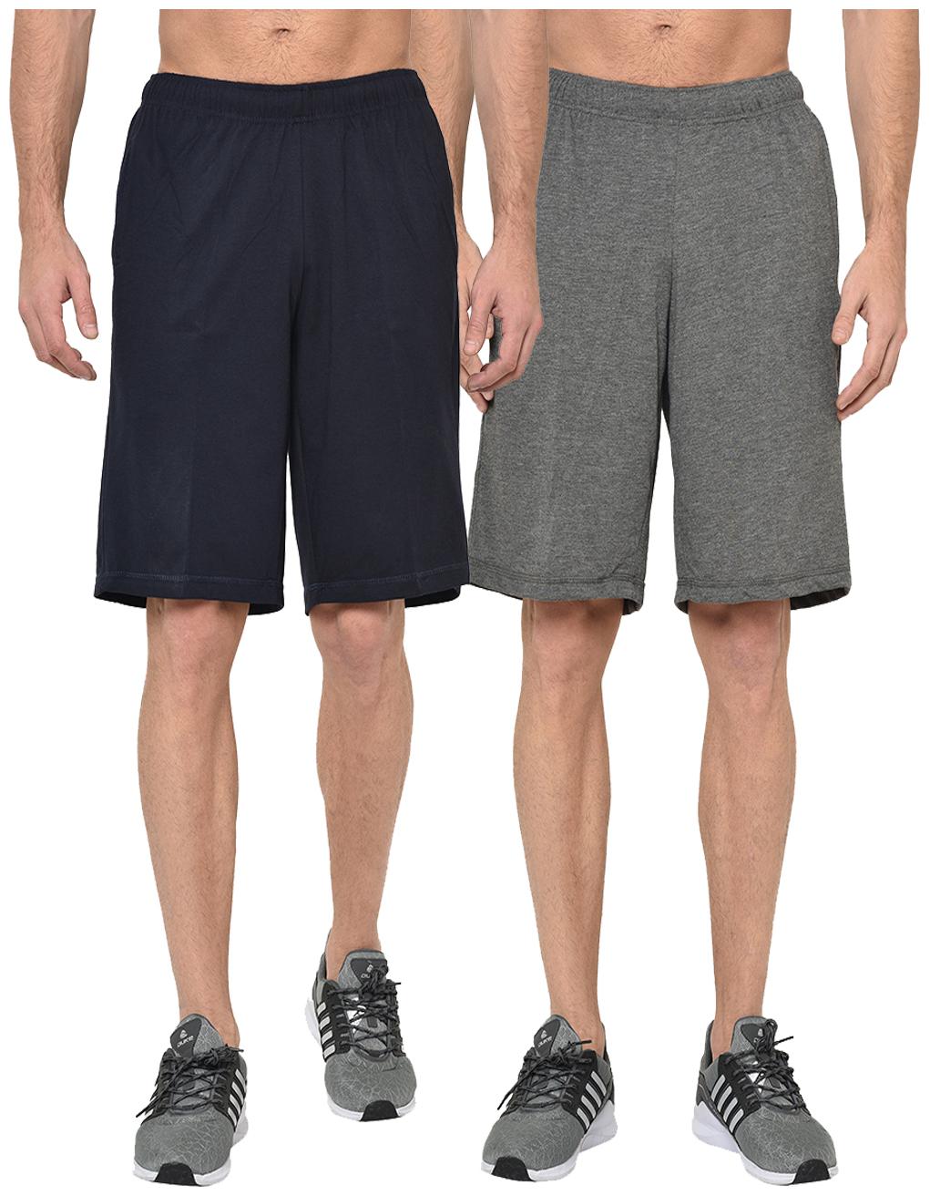 

VIMAL JONNEY Men Navy Blue Grey Regular Fit Regular Shorts