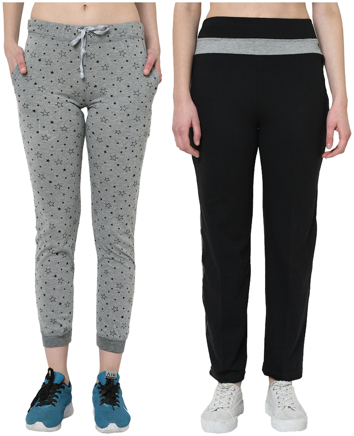 

VIMAL JONNEY Women Cotton Blend Printed Grey Black Joggers