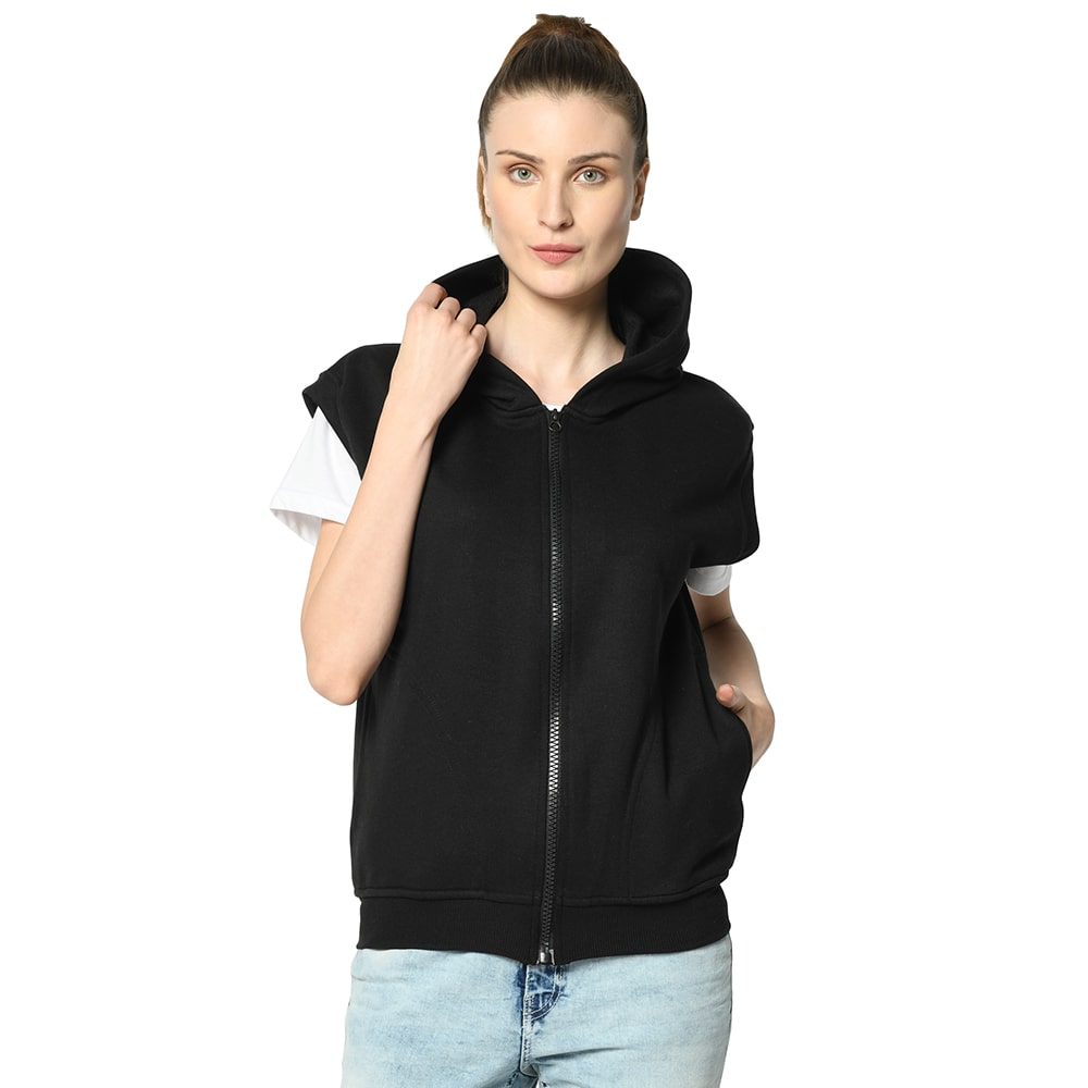 

VIMAL JONNEY Women Solid Sweatshirt - Black