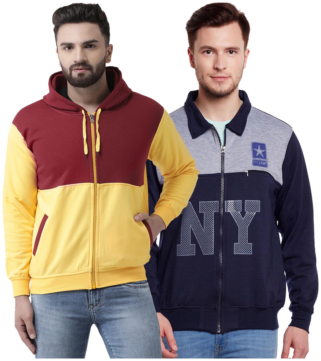 

VIMAL JONNEY Multicolor Cotton Sweatshirts For Men(Pack Of 2)