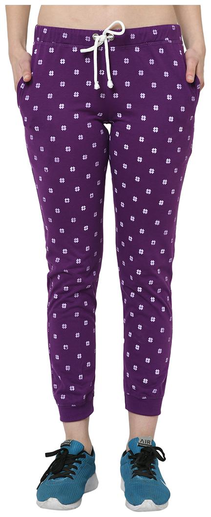 

VIMAL JONNEY Cotton Blend Printed Purple Joggers For Women