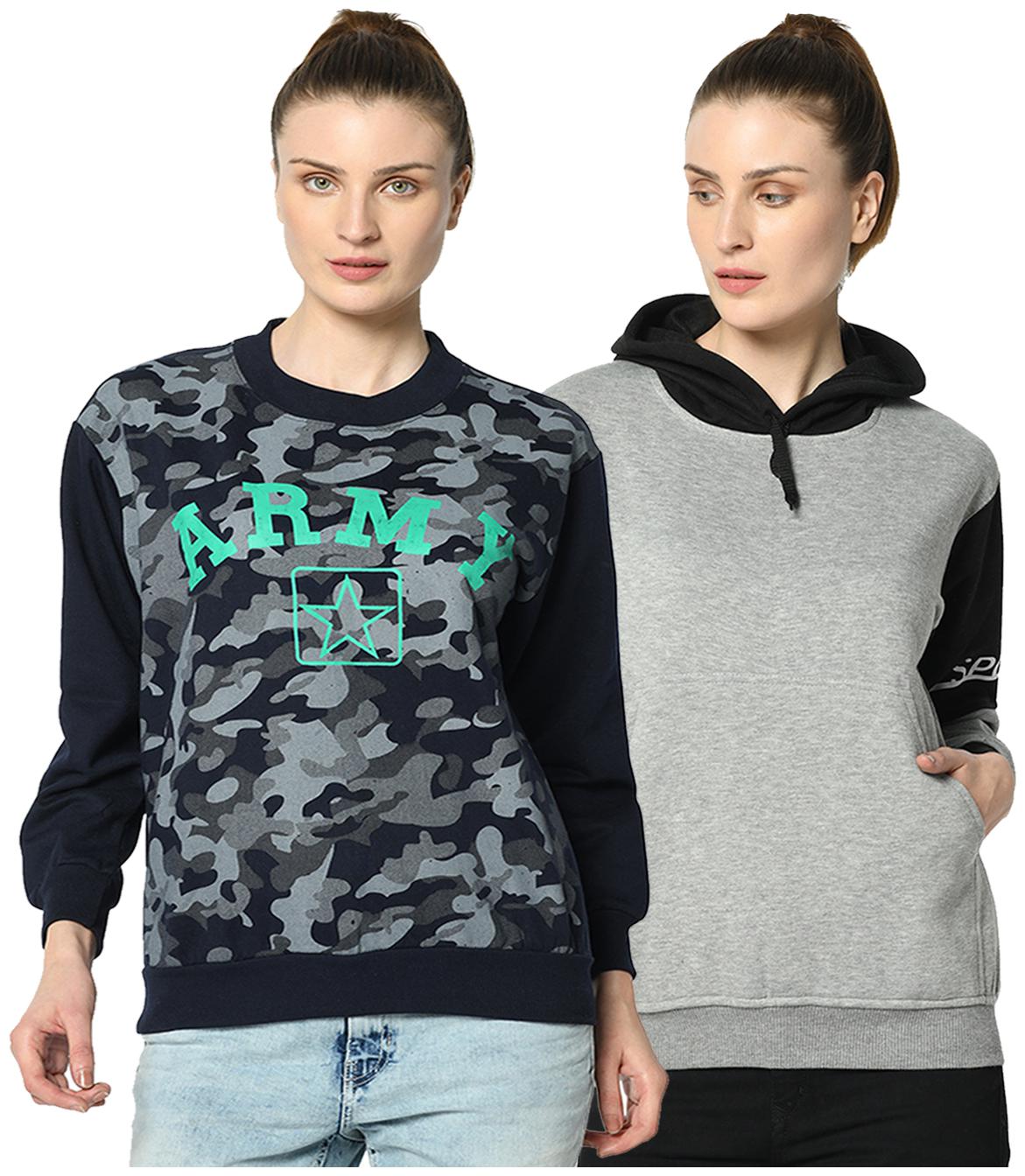 

VIMAL JONNEY Women Camouflage Sweatshirt - Grey Blue