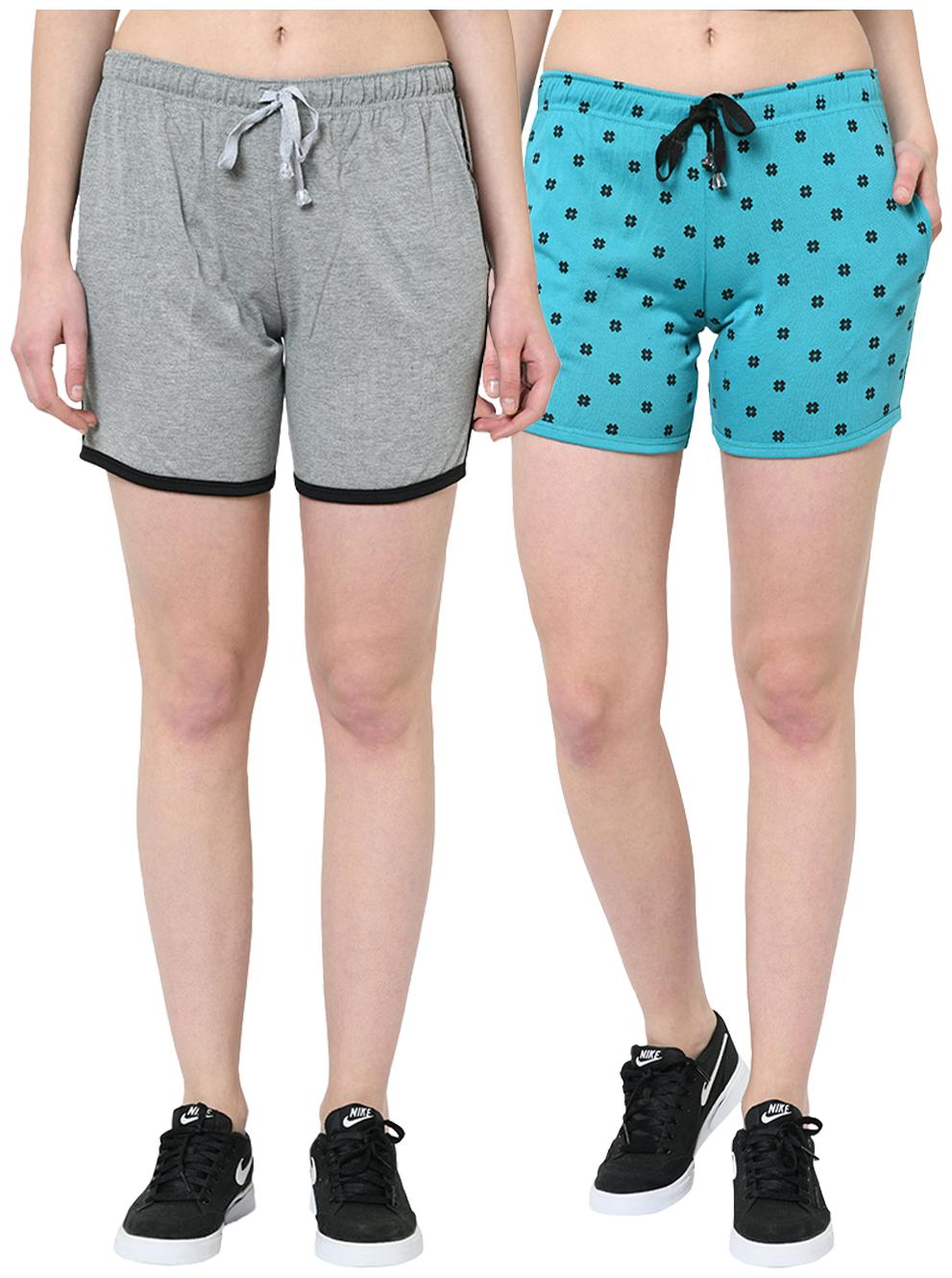 

VIMAL JONNEY Women Printed Regular shorts - Grey Blue