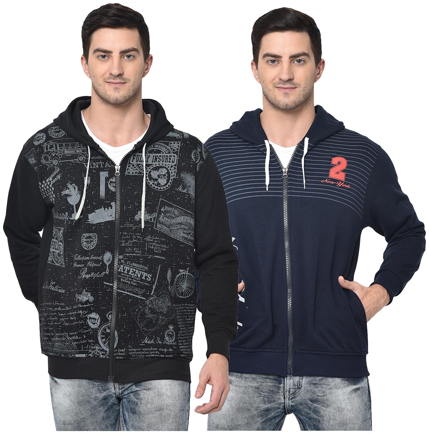 

VIMAL JONNEY Men Black Blue Hooded Hoodie