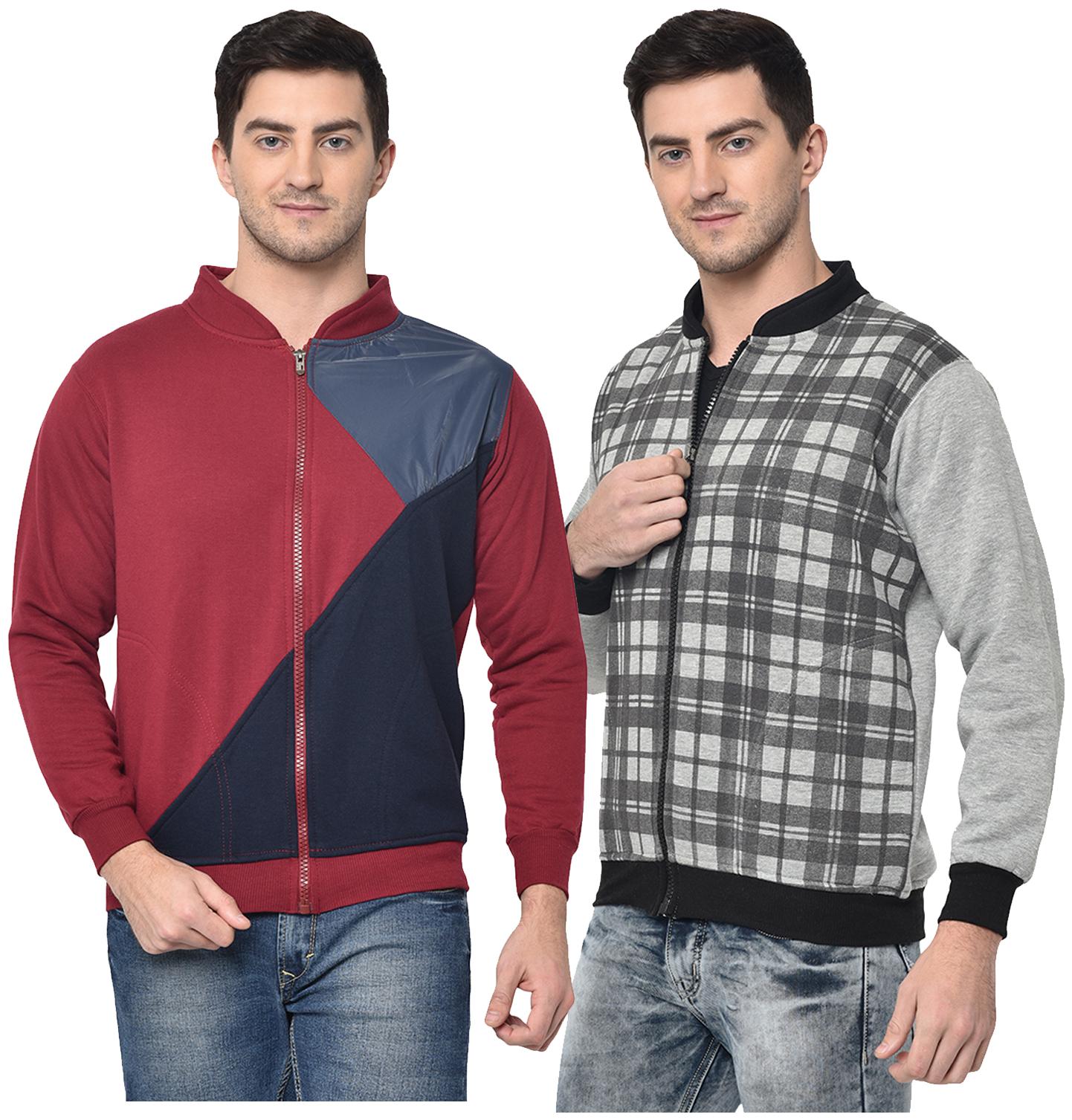 

VIMAL JONNEY Cotton Blend Colourblocked Multi Color Sweatshirt For Men (Pack Of 2)
