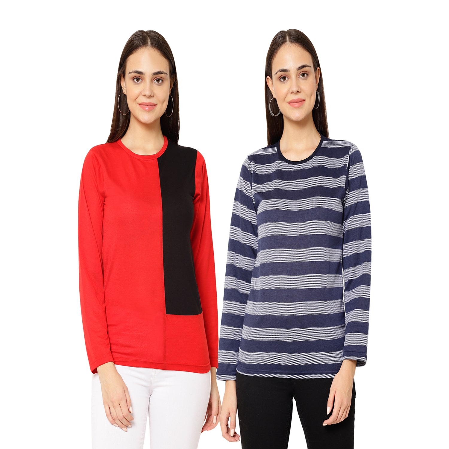 

VIMAL JONNEY Women Multi Regular fit Round neck Cotton T shirt