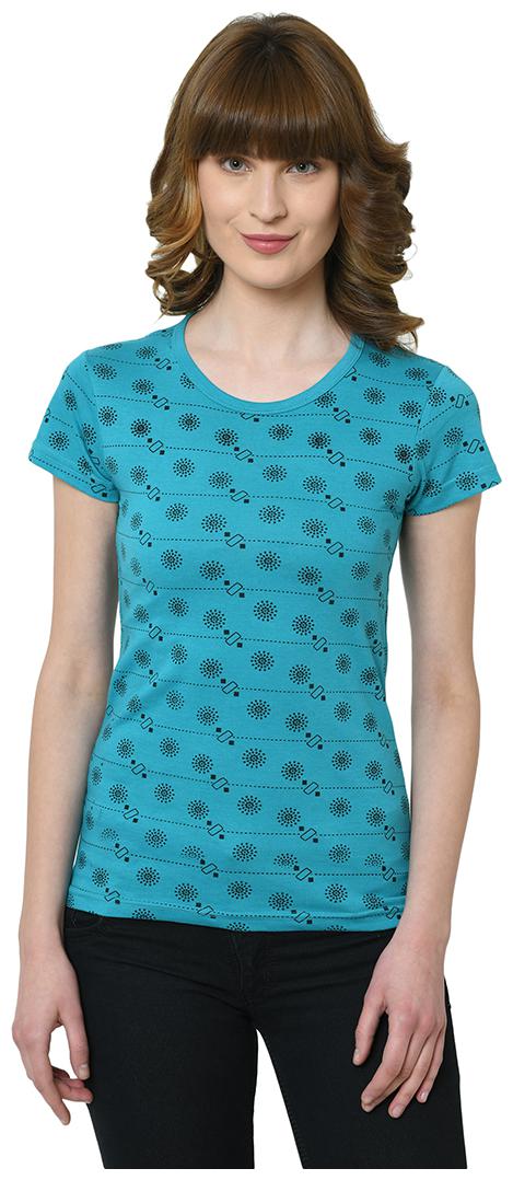 

VIMAL JONNEY Women Blue Regular fit Round neck Cotton T shirt
