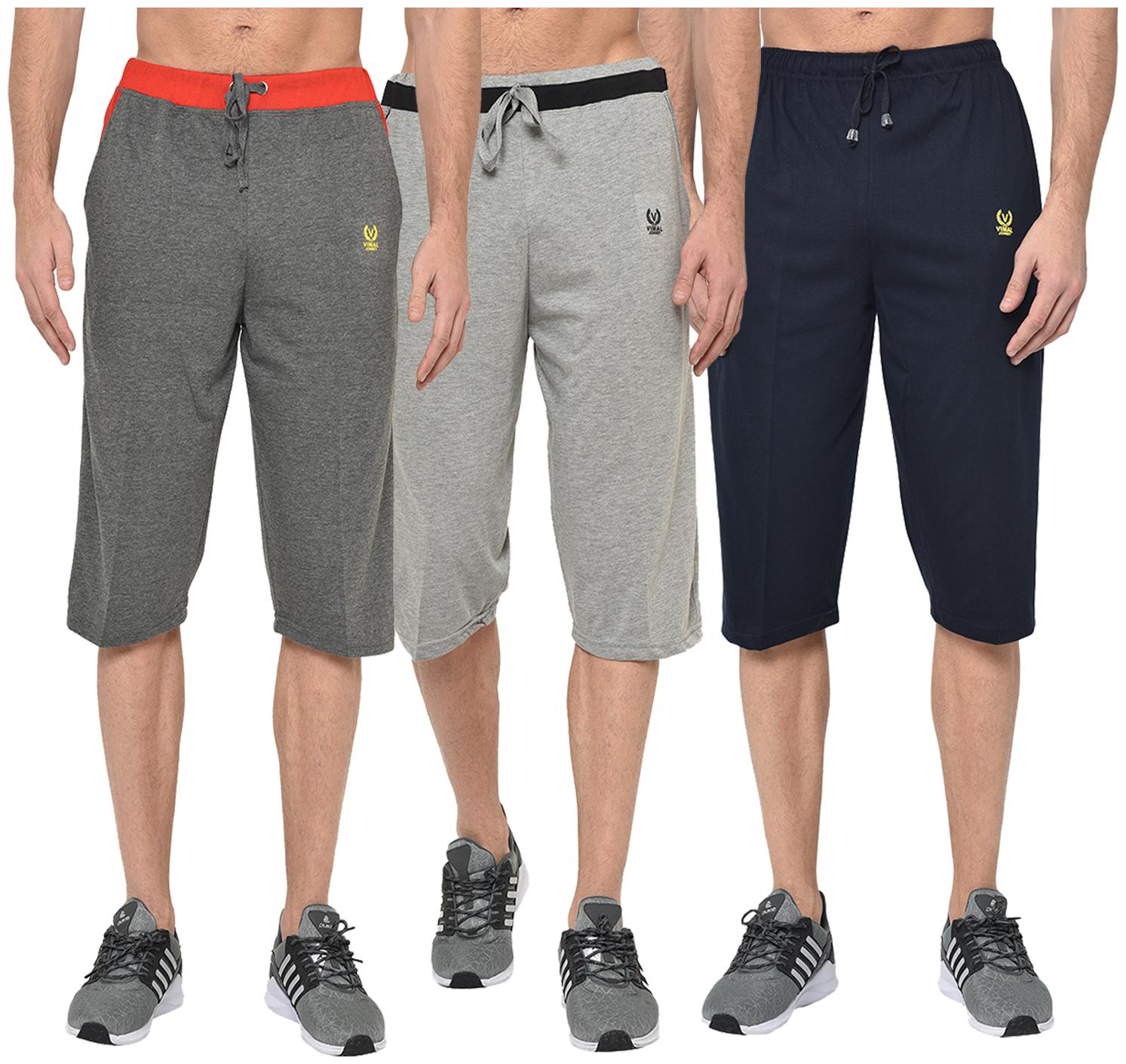 

VIMAL JONNEY Men Grey Blue Regular Fit Regular Shorts