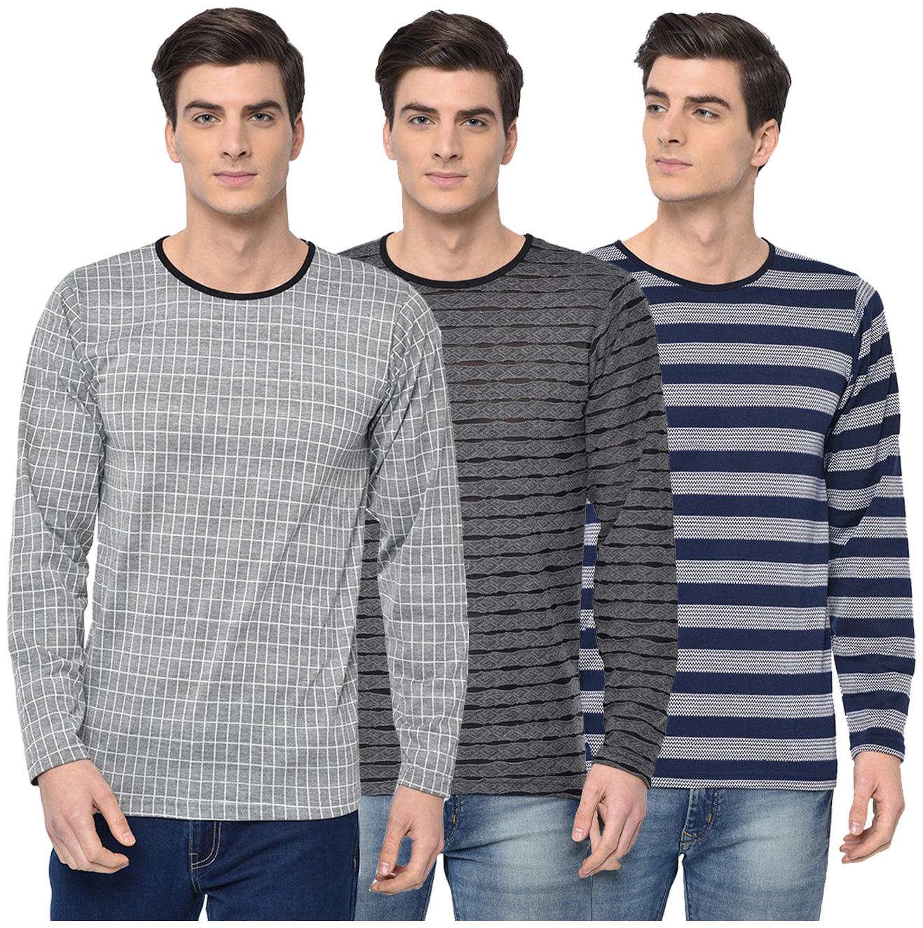 

VIMAL JONNEY Men Multi Regular fit Cotton Blend Round neck T-Shirt - Pack Of 3