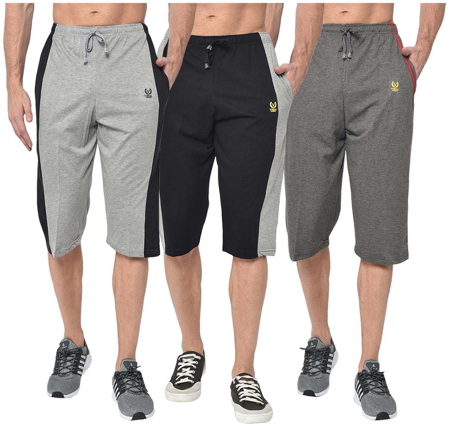 

VIMAL JONNEY Men Grey Black Regular Fit Regular Shorts