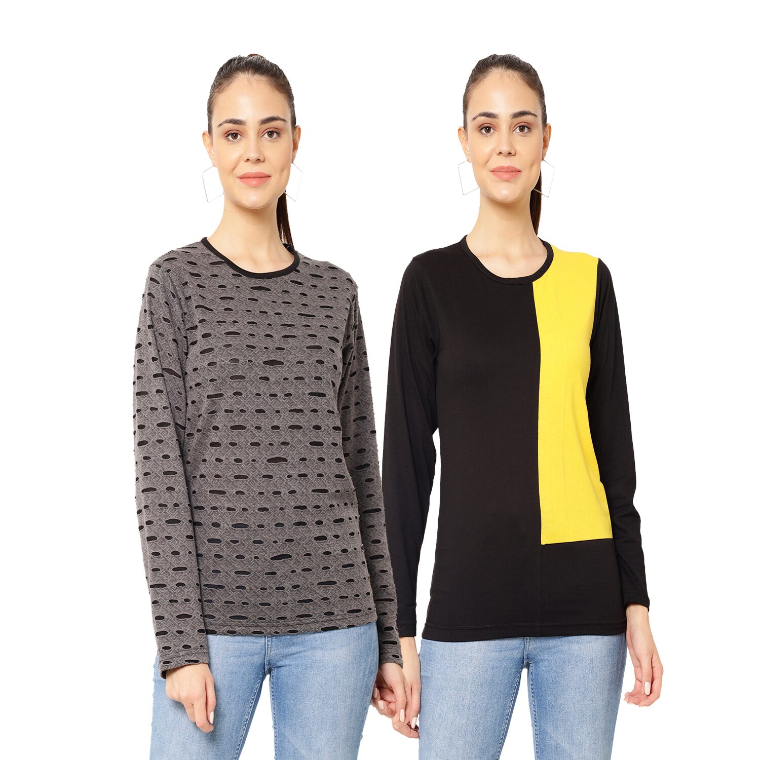

VIMAL JONNEY Women Multi Regular fit Round neck Cotton T shirt