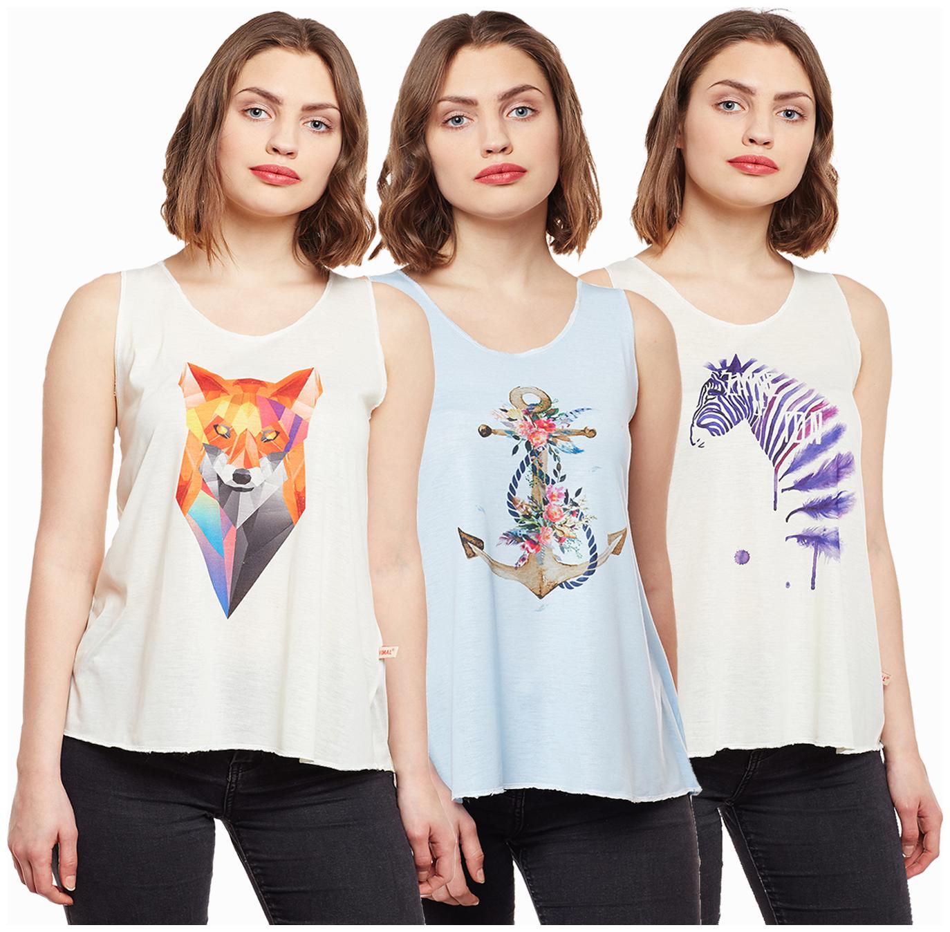

Vimal Jonney Multicolor Cotton Tops Women(Pack Of 3)