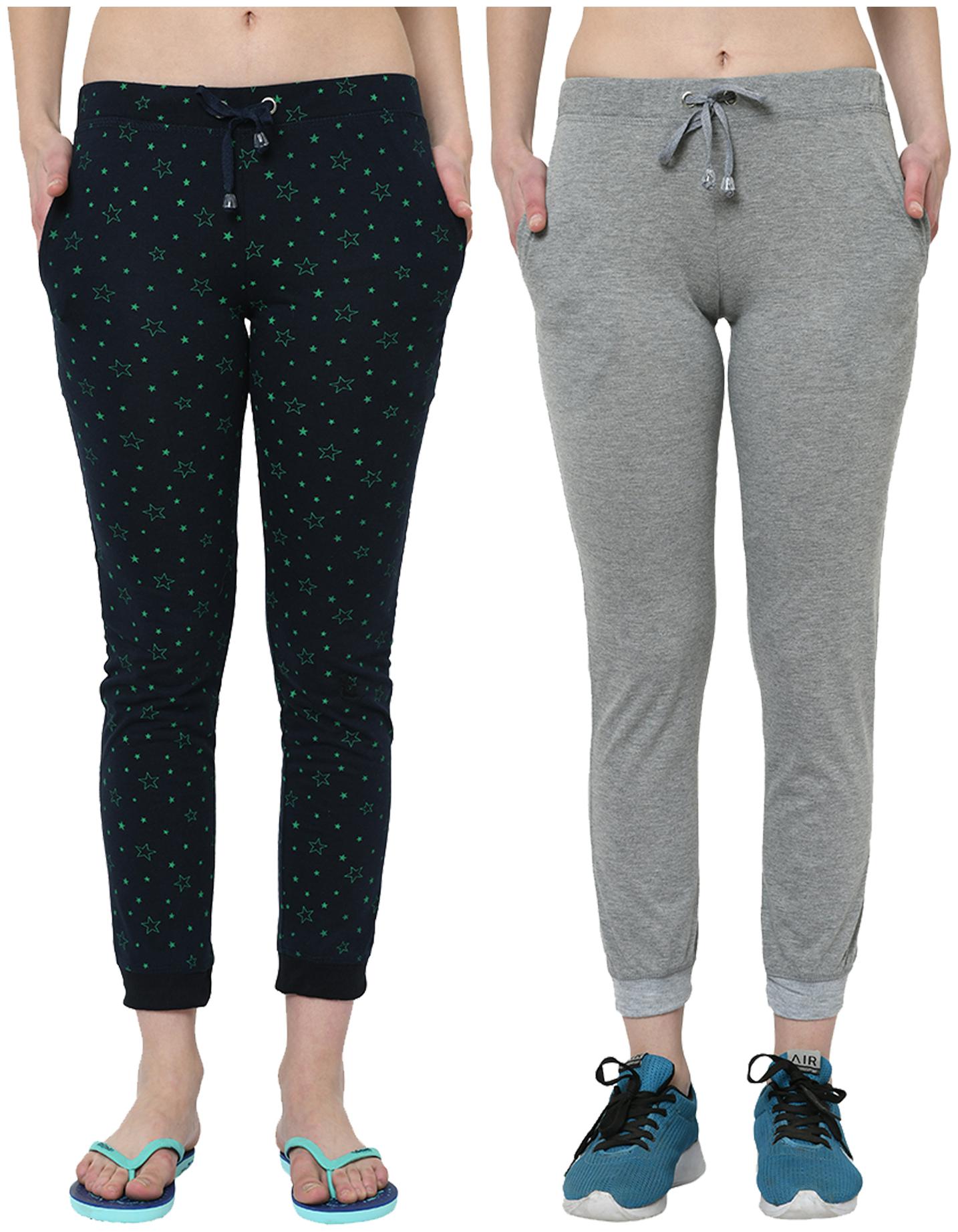 

VIMAL JONNEY Women Cotton Blend Printed Navy Grey Joggers