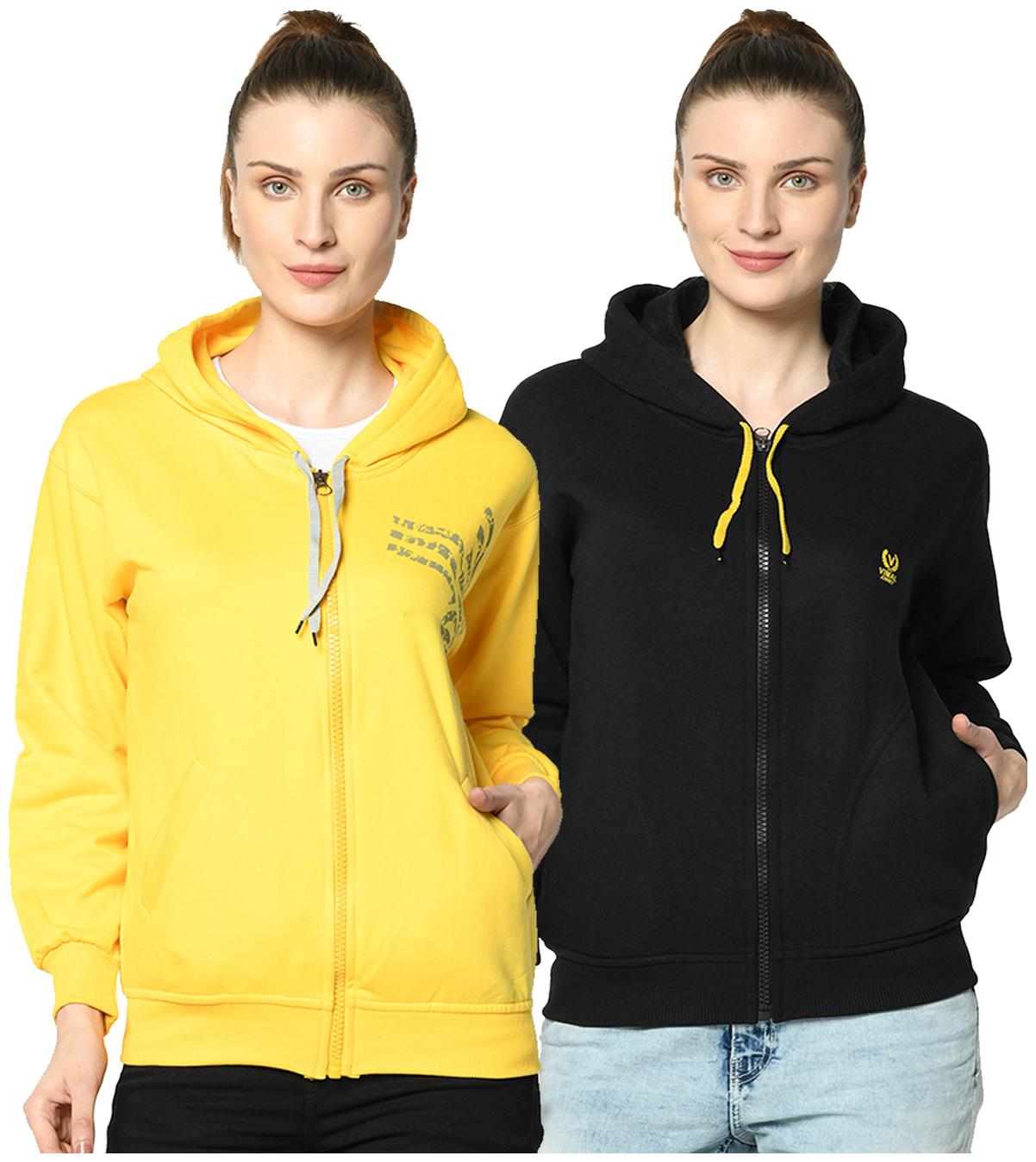 

VIMAL JONNEY Women Printed Hoodie - Black Yellow