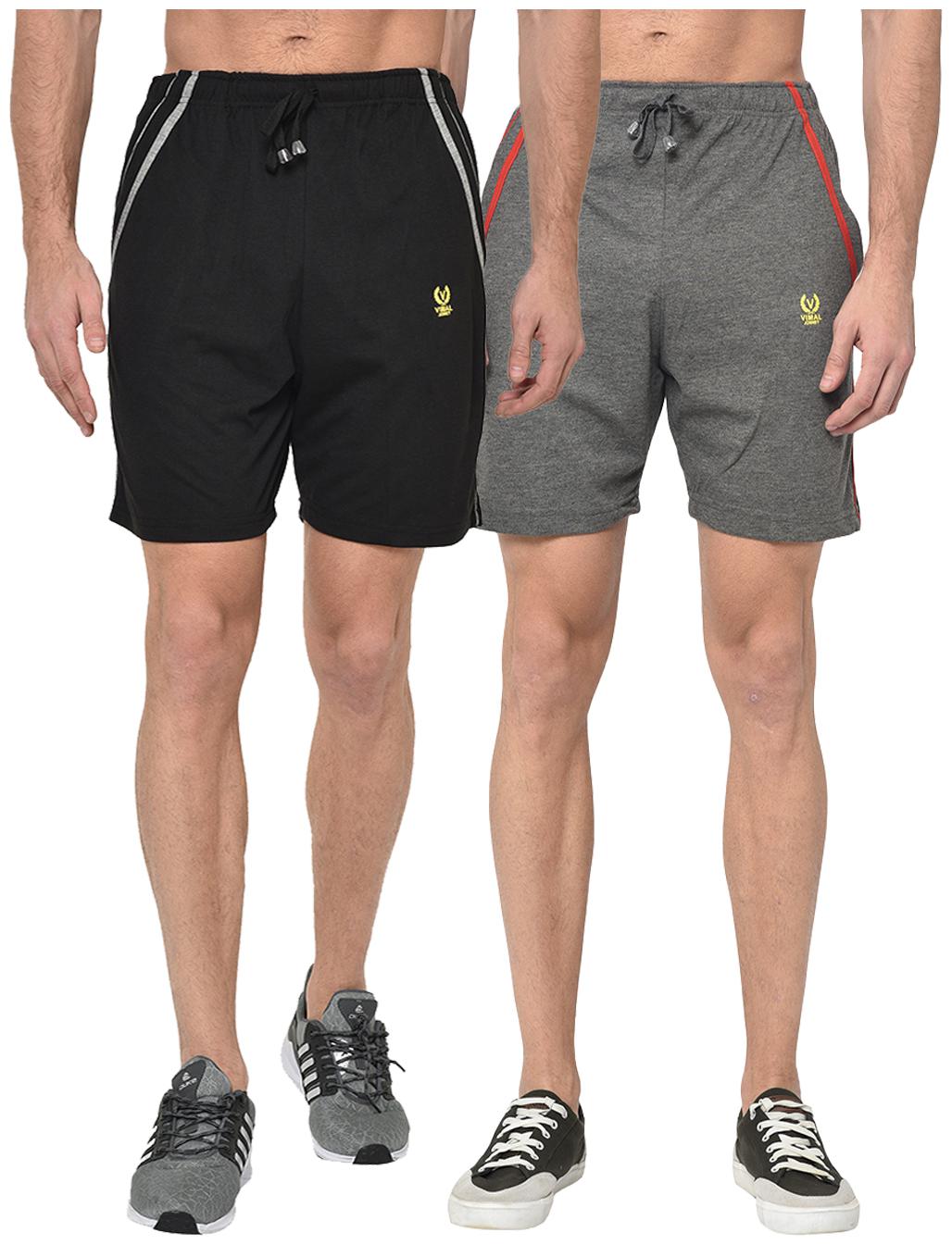 

VIMAL JONNEY Men Black Grey Regular Fit Regular Shorts