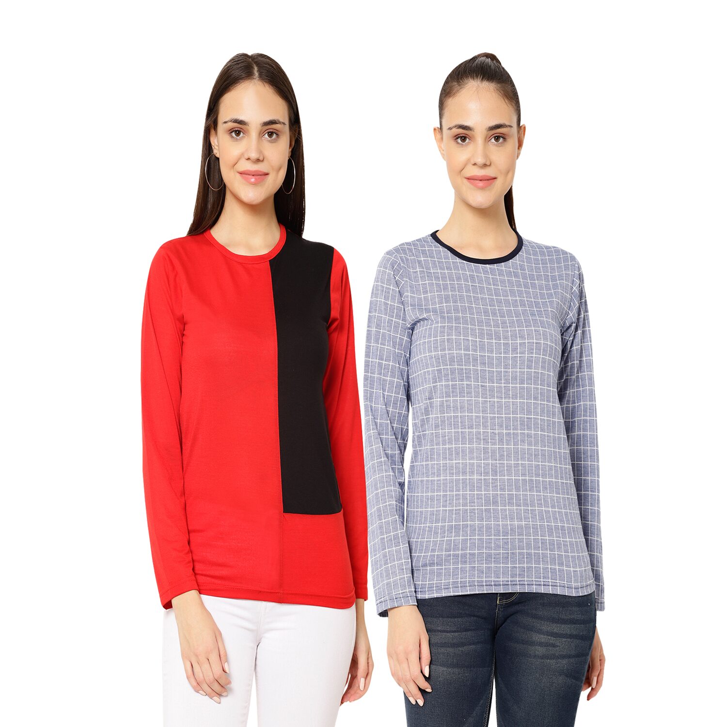 

VIMAL JONNEY Women Multi Regular fit Round neck Cotton T shirt