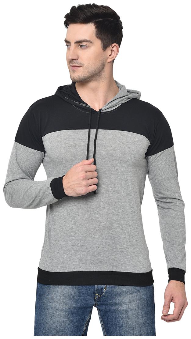 

VIMAL JONNEY Men Grey Black Regular fit Cotton Blend Hood T-Shirt - Pack Of 1