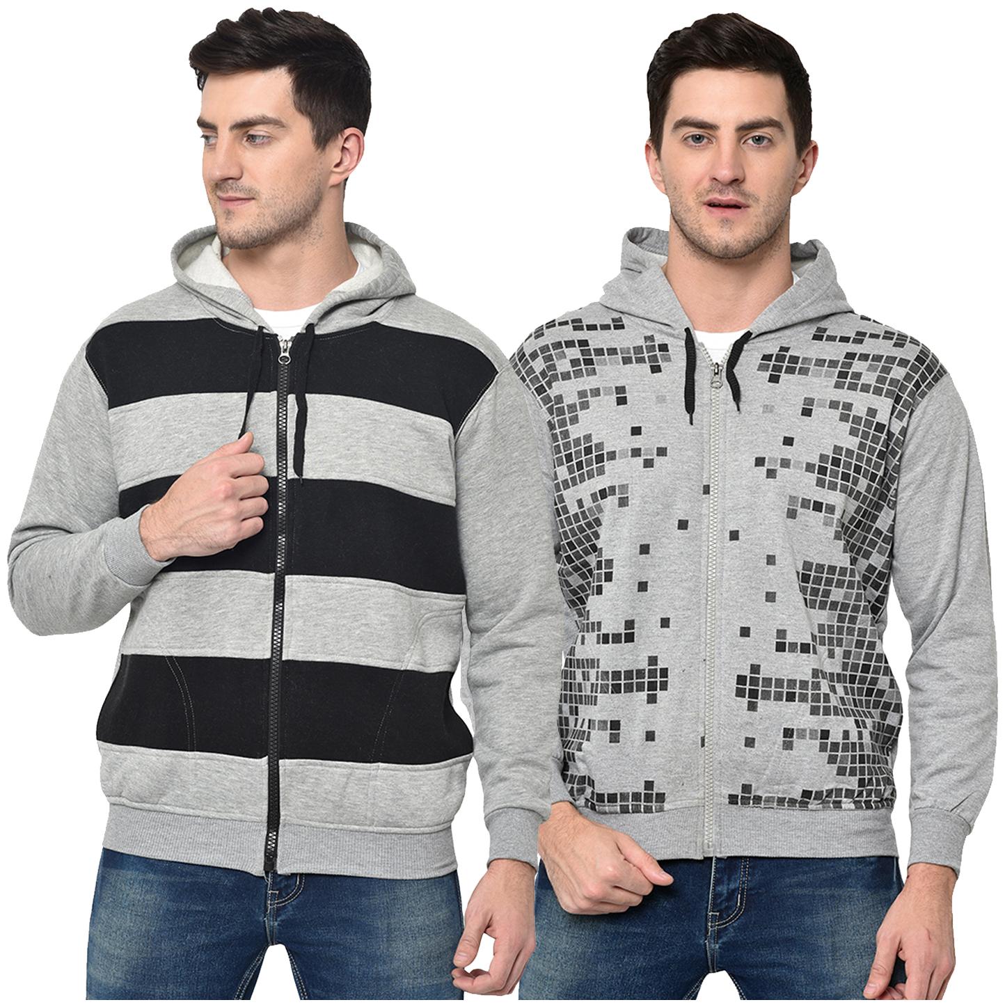 

VIMAL JONNEY Men Grey Black Hooded Hoodie