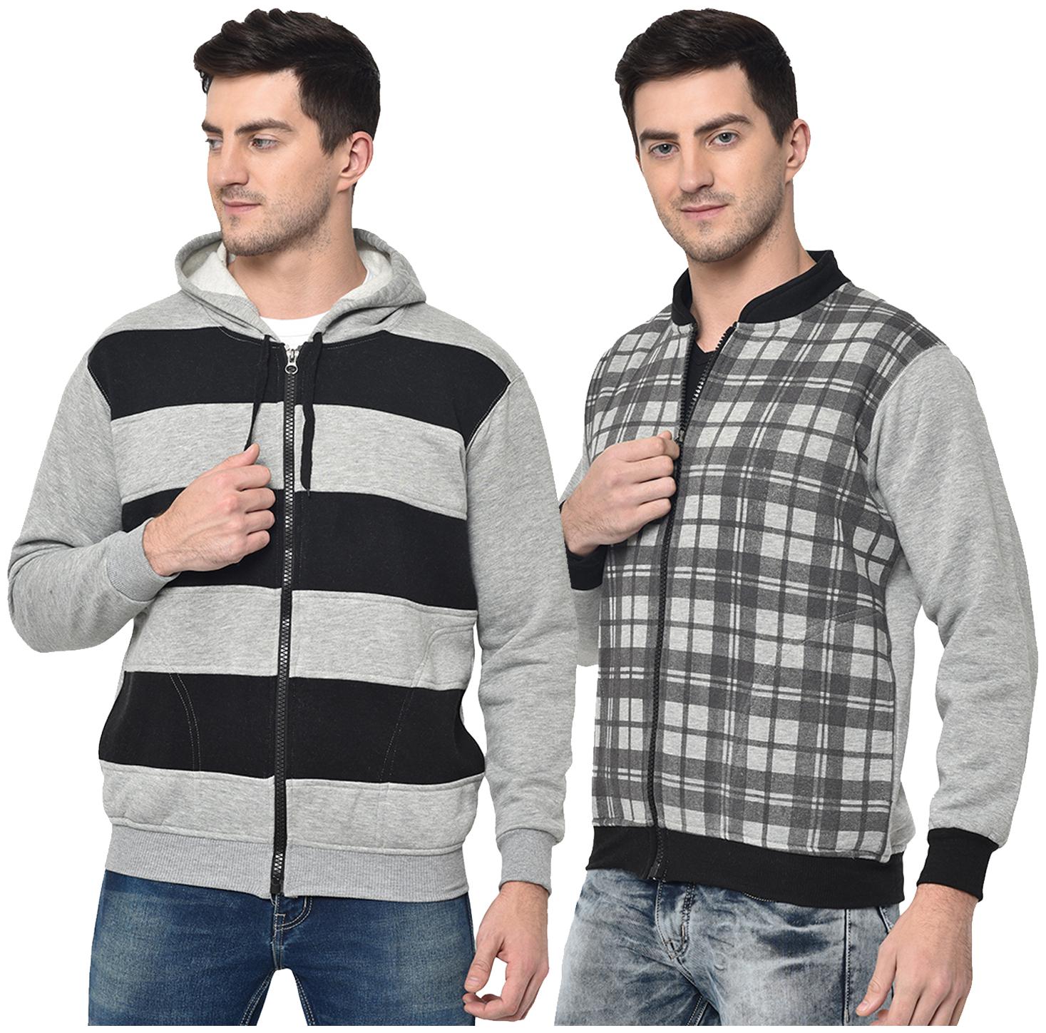 

VIMAL JONNEY Men Grey Black Hooded Hoodie