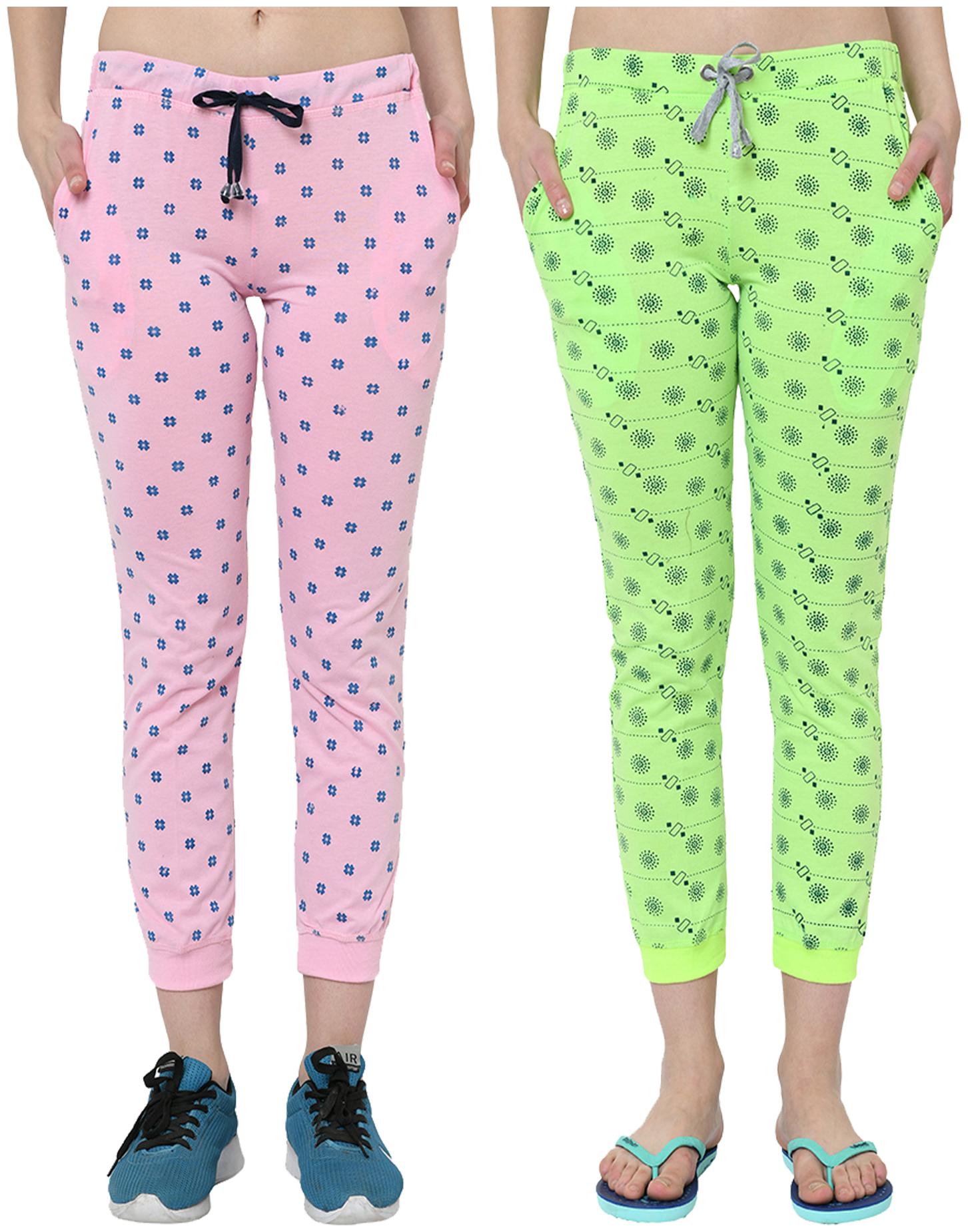 

VIMAL JONNEY Women Cotton Blend Printed Pink Green Joggers