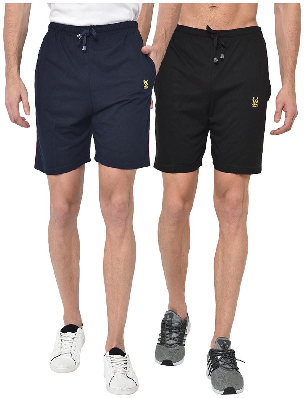 

VIMAL JONNEY Men Blue Black Regular Fit Regular Shorts