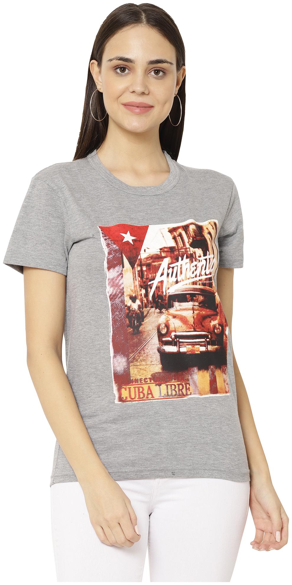 

VIMAL JONNEY Women Grey Regular fit Round neck Blended T shirt