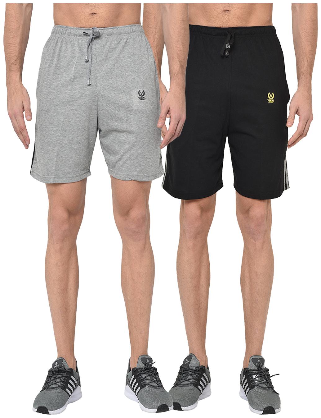 

VIMAL JONNEY Men Grey Black Regular Fit Regular Shorts