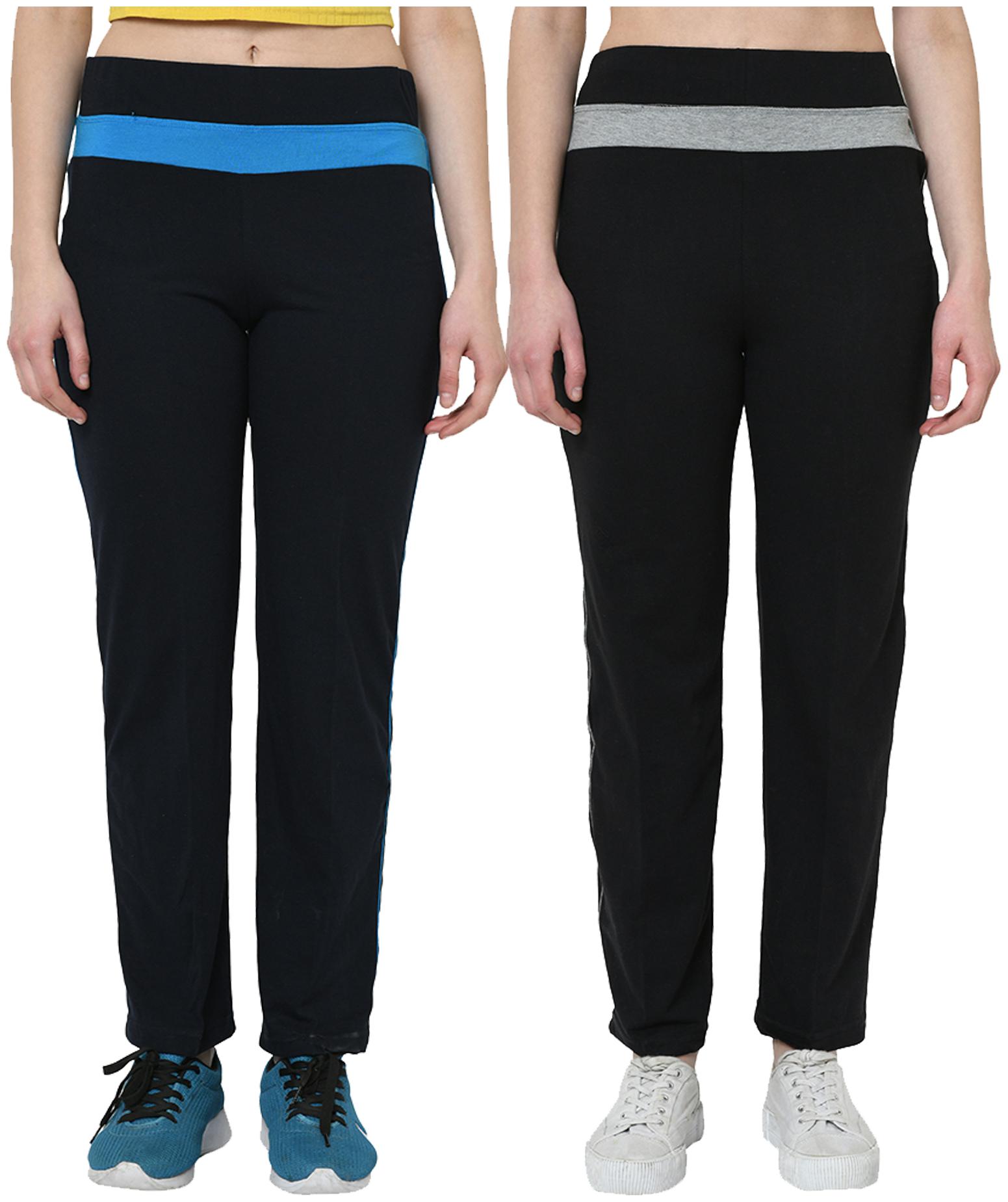 

VIMAL JONNEY Women Cotton Blend Solid Navy Black Track Pants