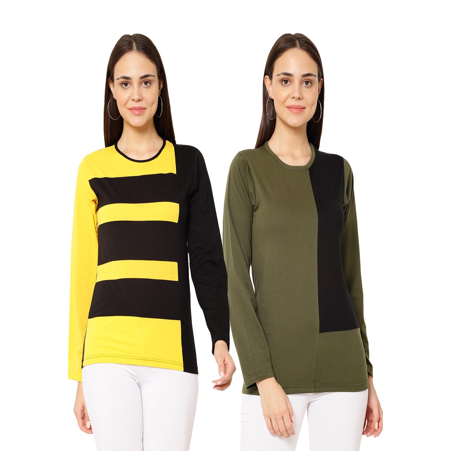 

VIMAL JONNEY Women Multi Regular fit Round neck Cotton T shirt