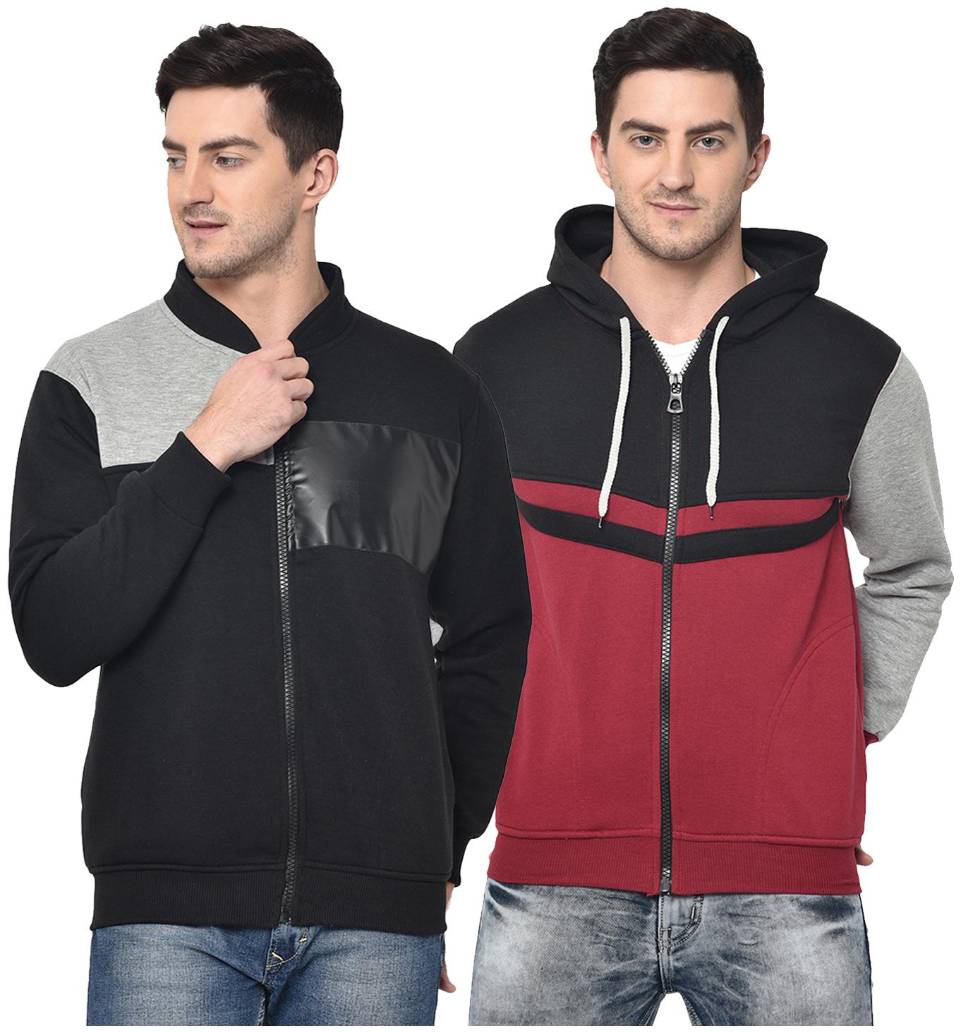 

VIMAL JONNEY Cotton Blend Colourblocked Multi Color Sweatshirt For Men (Pack Of 2)