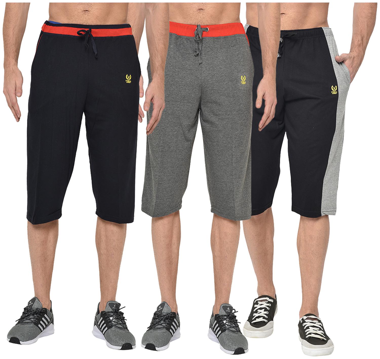 

VIMAL JONNEY Men Black Grey Regular Fit Regular Shorts
