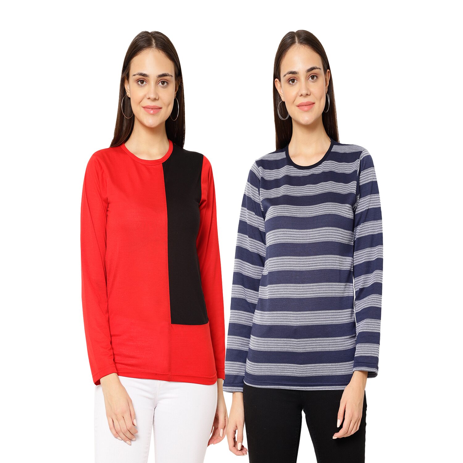 

VIMAL JONNEY Women Multi Regular fit Round neck Cotton T shirt